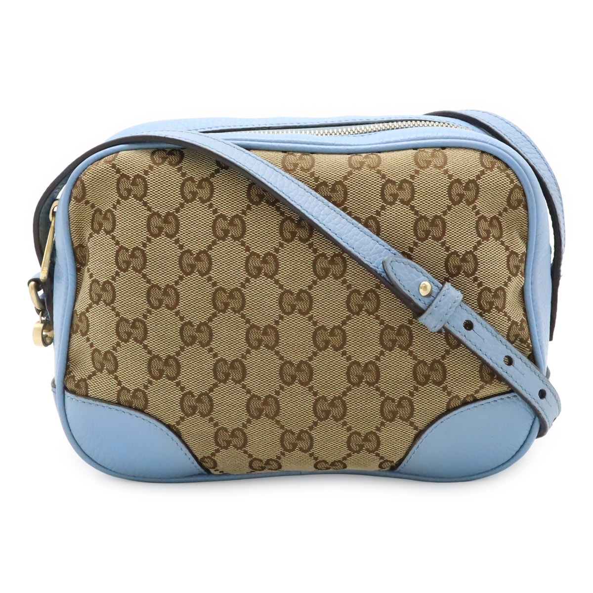 ブリー GGキャンバス ショルダーバッグ ポシェット レザー ベージュ ライトブルー 水色 ゴールド金具 アウトレット品 449413