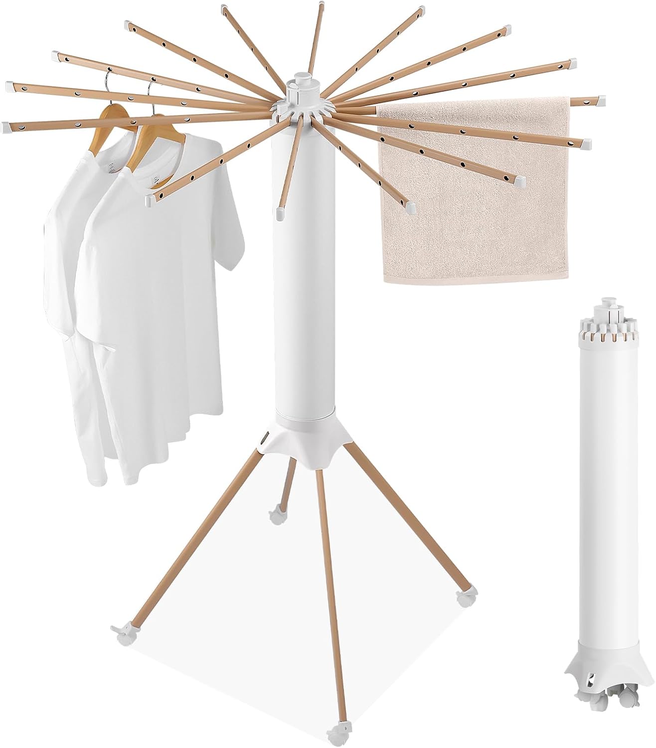 LORAK 物干しスタンド 洗濯物干し 部屋干し 工具不要 伸縮式洗濯物干し 洗濯ラック 全体負荷重32kg 16つパイプ 79*20CMのコンパクトなサイズに収納 キャスター4つ付き LR01