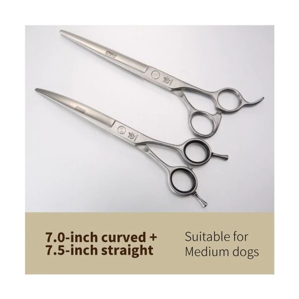 Fenice 6.5 / 7.0 / 7.5 / 8.0ペットグルーミングはさみセット犬の毛の切断 7.0curved7.5cut