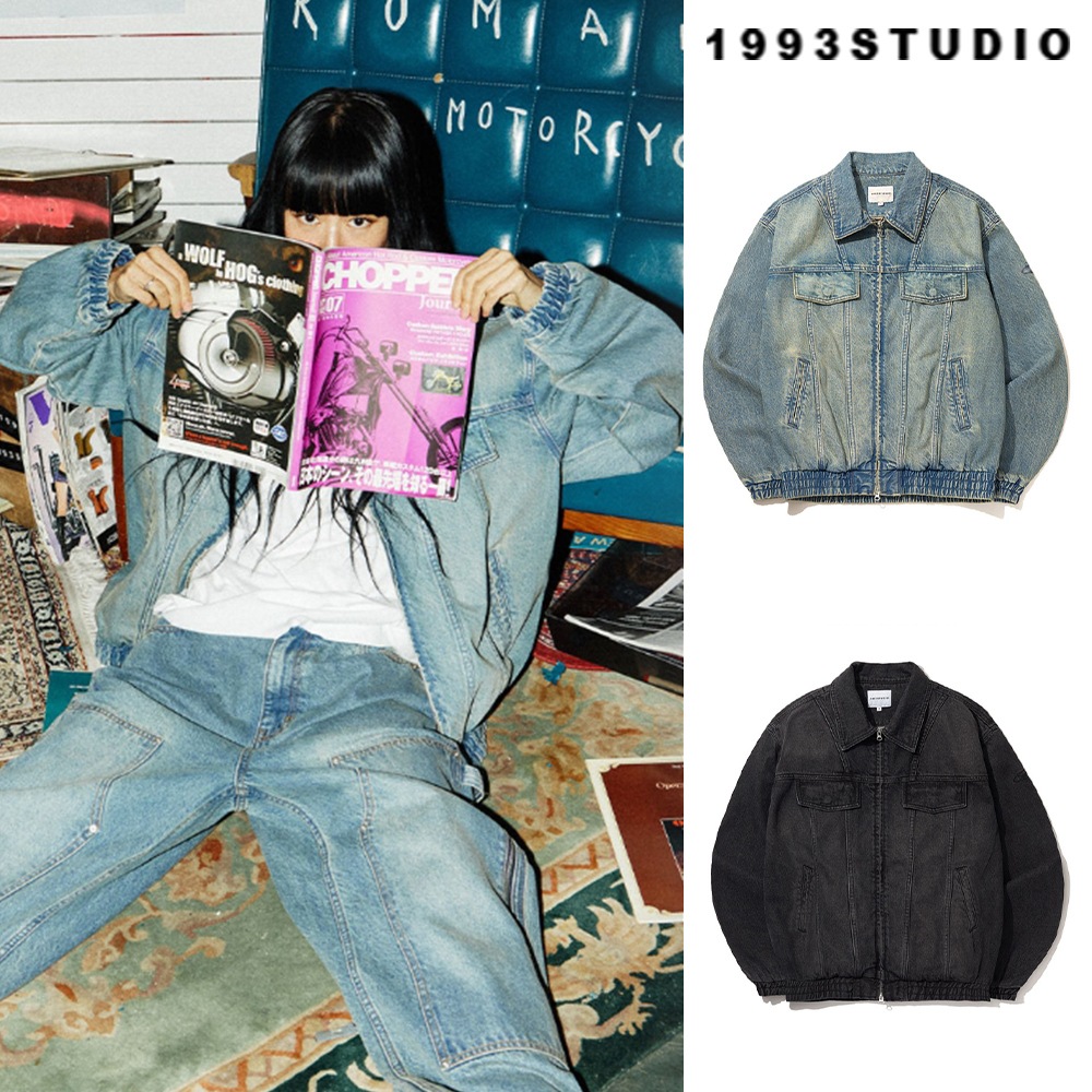 [1993studio] Small Logo Vintage Washing Denim Jacket