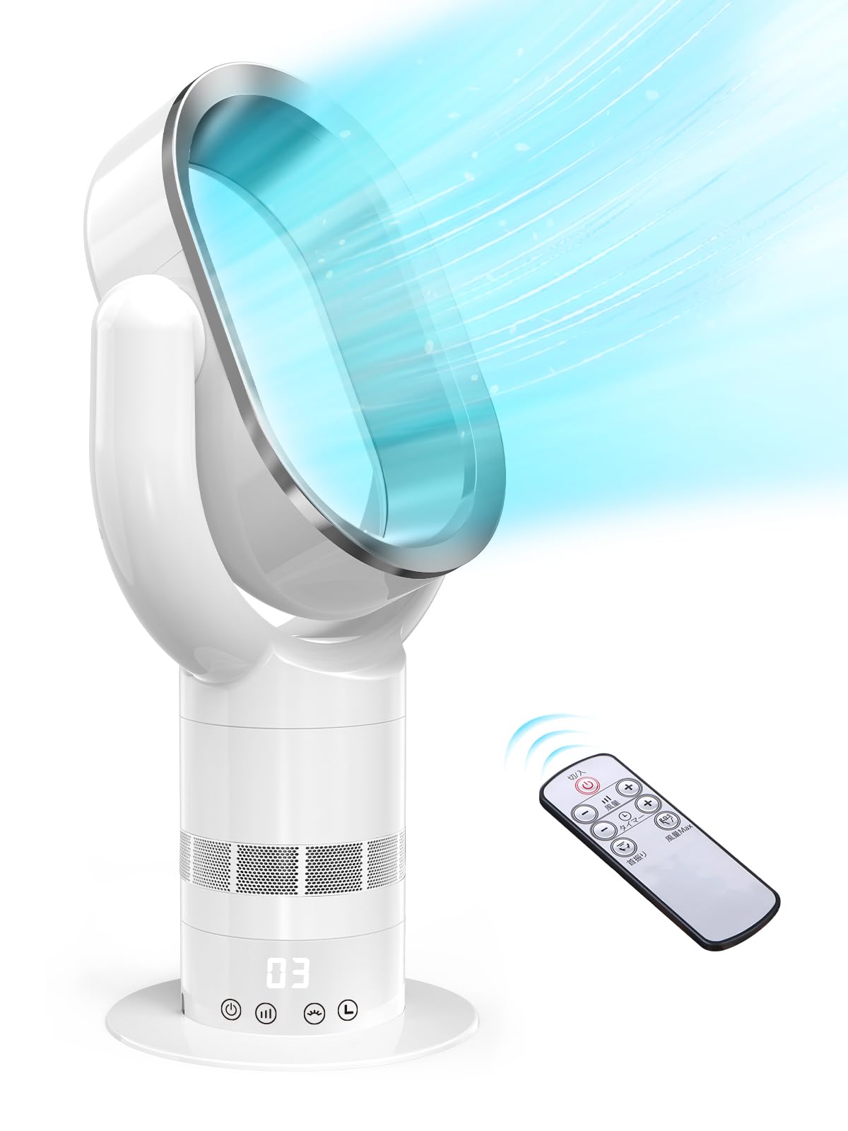 扇風機 DCモーター はねなし扇風機 タワーファン 風量10段階調節【ワンタッチで風量MAX】首振り 上下左右360調整可能 1-9切りタイマー リモコン付き 優しい風 省エネ お手入れ簡単 冷風扇 8,317円