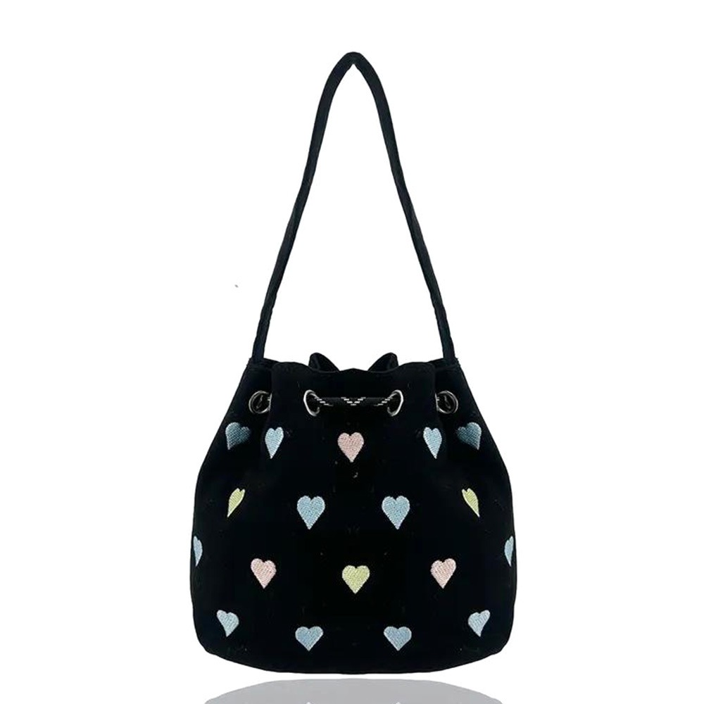 [당일배송] 하트 복조리백 스웨이드 버킷백 미니 크로스백