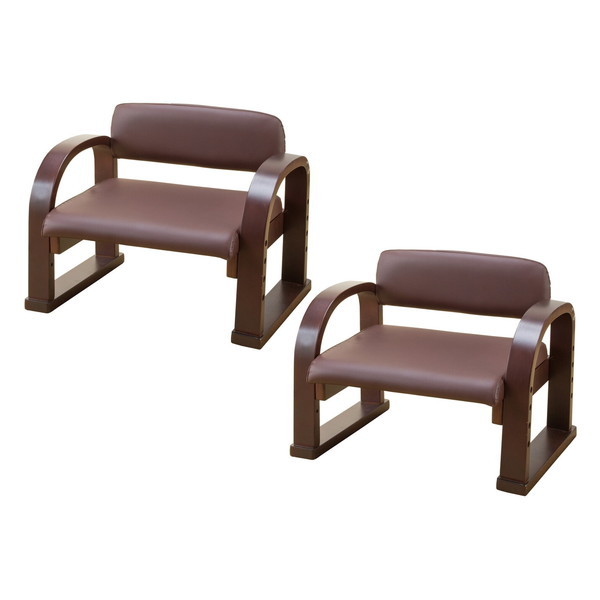 ファミリー・ライフ 天然木立ち座り楽ちん座椅子 日本製 2脚組 ダークブラウン(0409520) メーカー直送