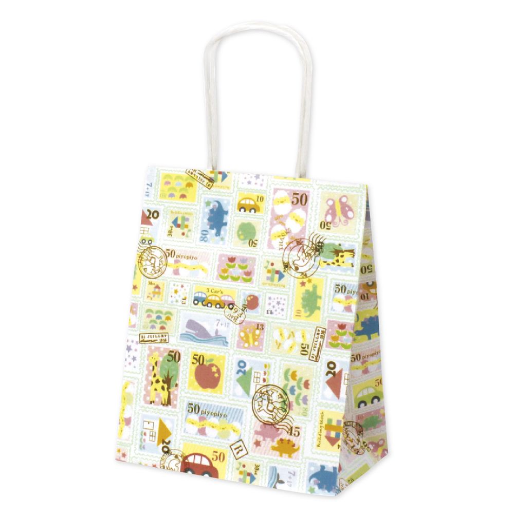 （まとめ買い）ササガワ 手提げ袋 プチスタンプ 幅200xマチ120x高さ250mm 25枚入 50-5509 [x3]