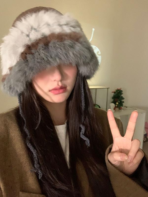 帽子 レディース 冬 ウサギ 小顔効果 ウール フィッシャーマンハット かわいい 防寒 暖かい ピンク グレー 青 普段使い お出かけ ニット帽