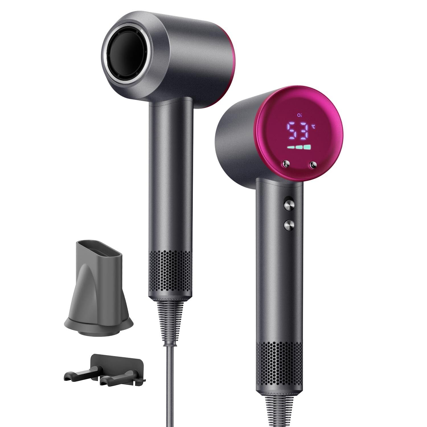 ドライヤー 大風量 【2025先端モデル・温度&風速表示】 ヘアドライヤー 速乾 美髪 高速ドライヤー 1400W 高濃度マイ ナスイオン 40m/s高風速 4段階温度調節&3段階風量 AIスマート温