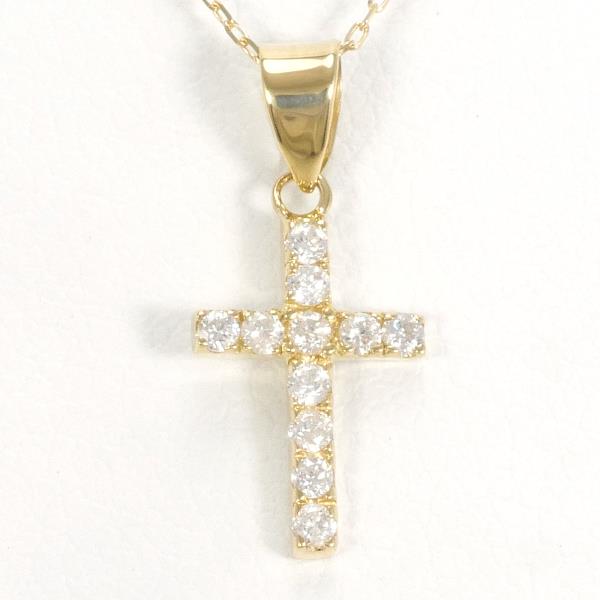 K18 18金 YG イエローゴールド ネックレス ダイヤ 約40cm ジュエリー 中古