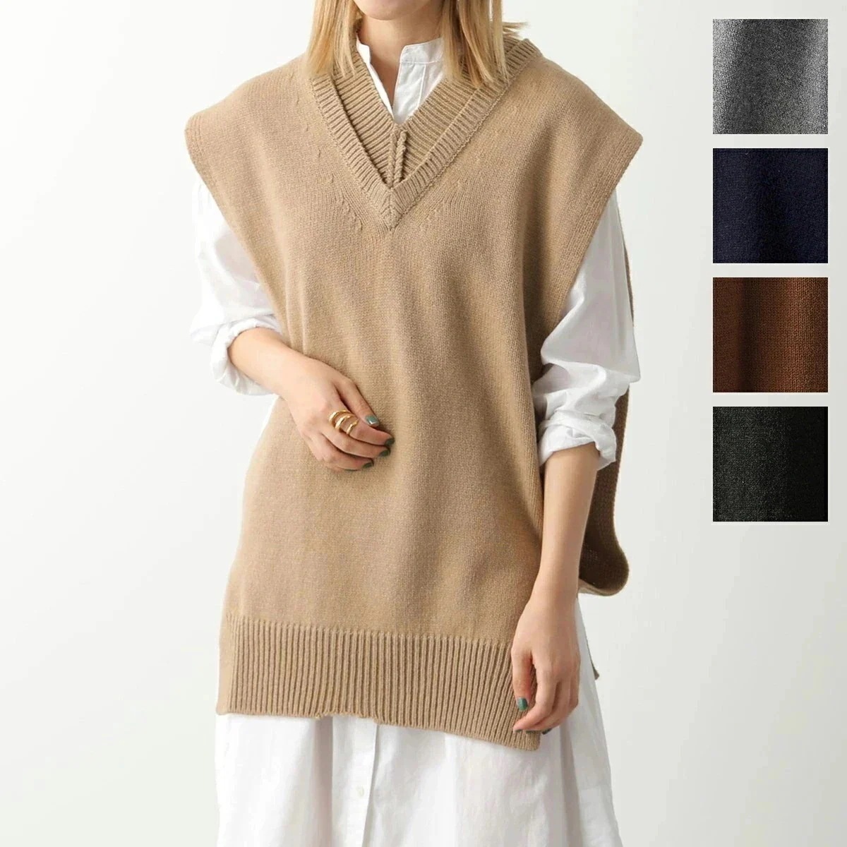 MAISON MARGIELA メゾンマルジェラ 4 14 ベスト SI1TH0001 S18064 レディース ニット タバード Vネック ジレ ウール リネ】 【mega】