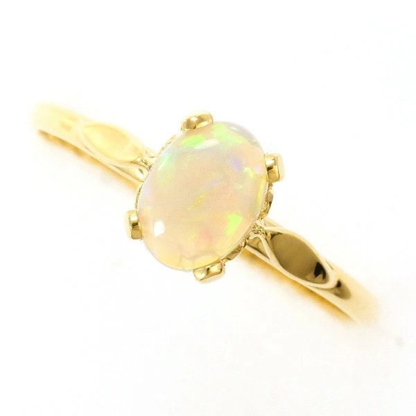 K18 18金 YG イエローゴールド リング 指輪 14号 オパール ジュエリー 中古