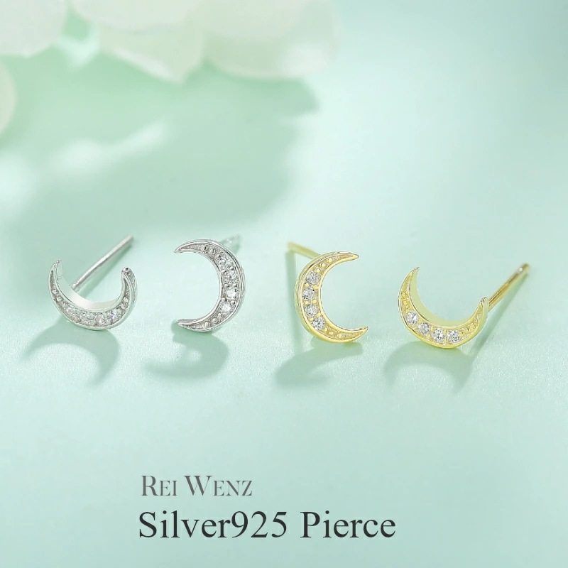 【高品質Silver925】 ピアス アレルギーフリー ミニ つけっぱなし 極小 月 三日月 ムーン ジルコニア おしゃれ 大人 ゴールド シルバー シンプル Silver925 レディース 金属