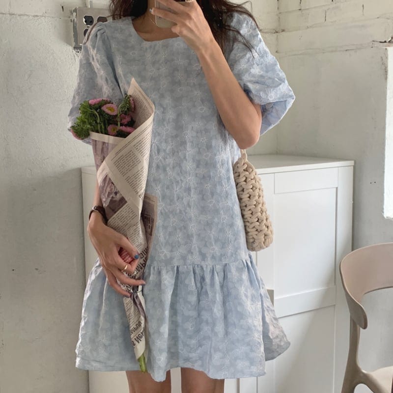 3color レディース ワンピース レース 半袖 ガーリー フェミニン 大人カジュアル お洒落 5,814円