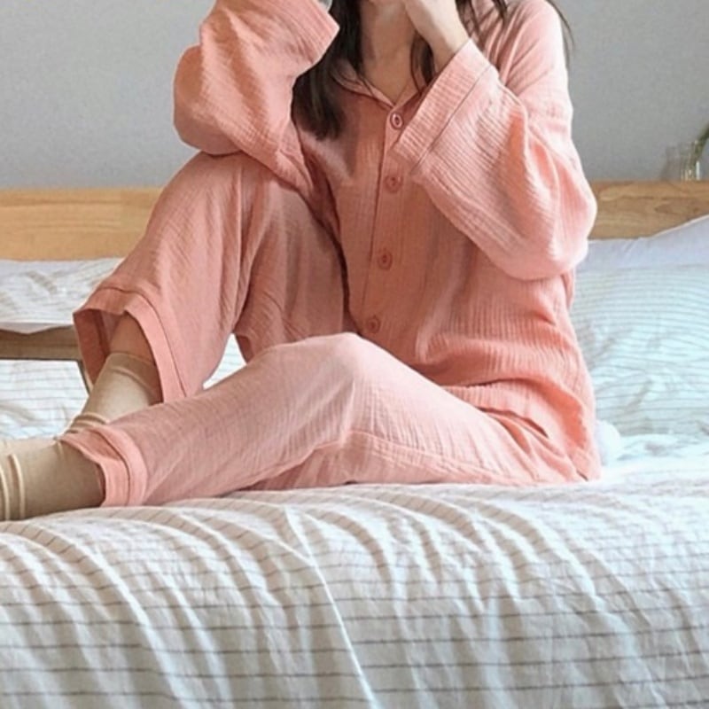 レディース パジャマ ルームウェア 寝巻 ナイトウェア ガーゼ リラックスコーデ ゆる 上下セット