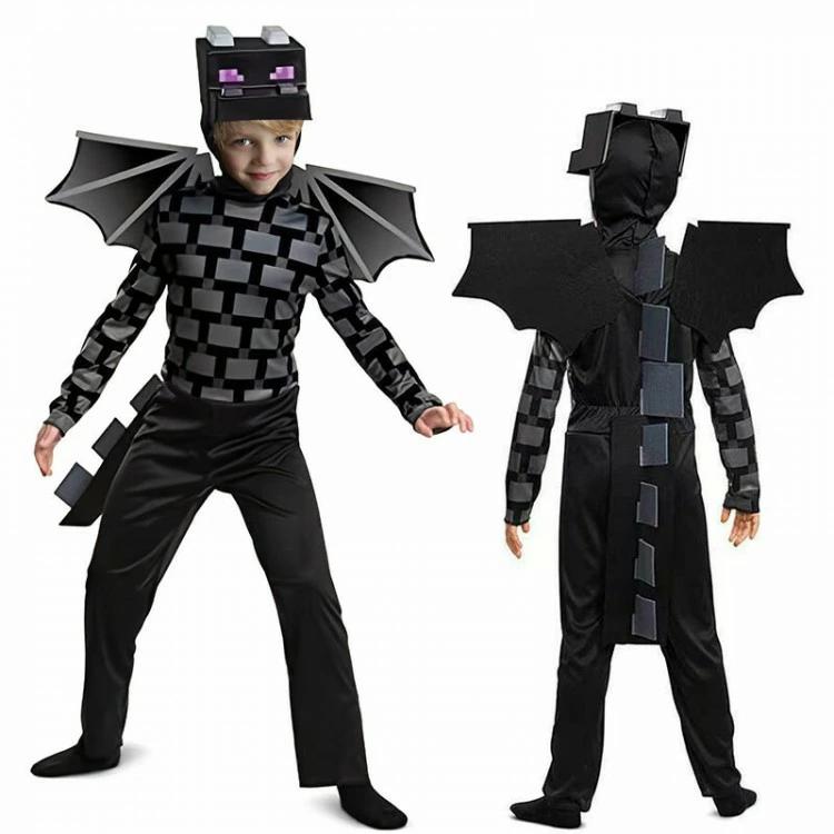 子供 コスチューム 3d効果 子供用 グッズ 仮装 3点セット 変装 dragon エンダードラゴン ゲ コスプレ 衣装 羽根 ender 翼付き