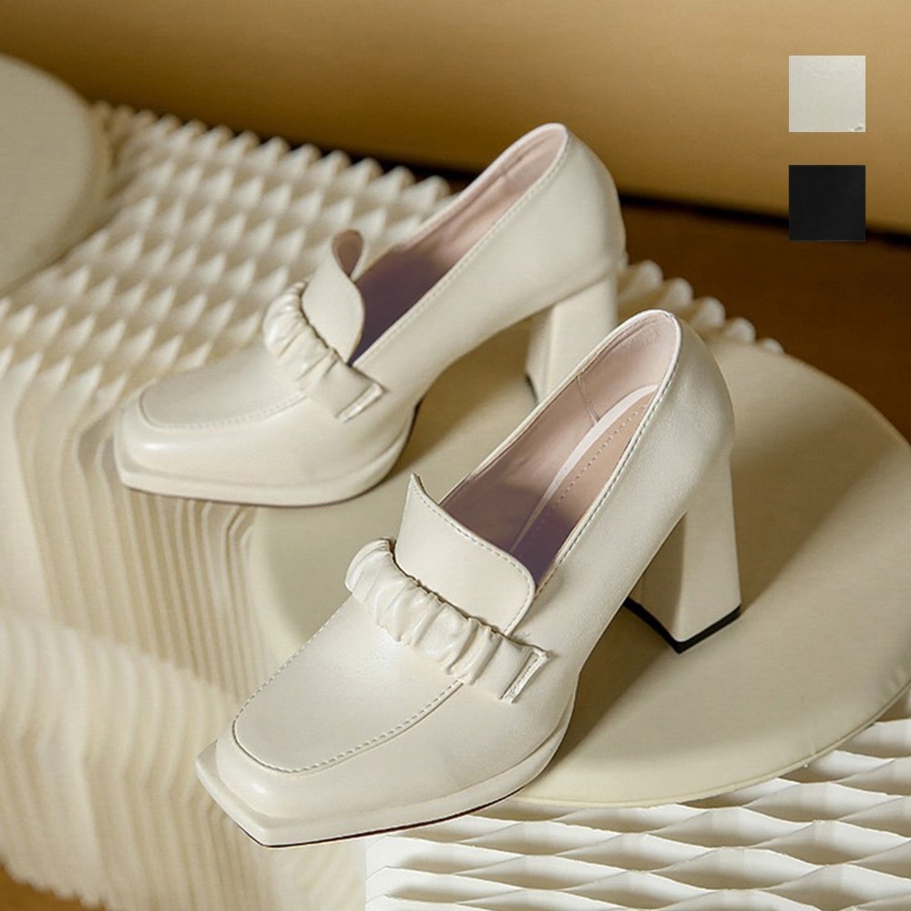 国内即納 パンプス チャンキーヒール ローファー 86JIANL-028