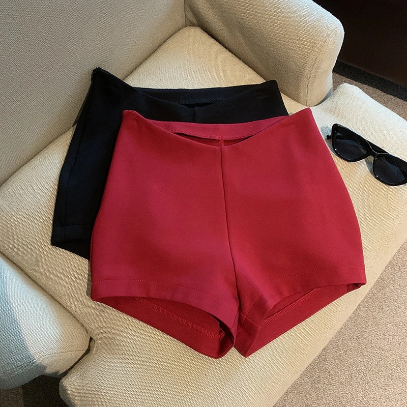 アメリカのホットな女の子のハイウエストのスリミングセクシーな万能タイトストレッチショーツ女性用ヒップアップスーパーショートホットパンツのリアルショット