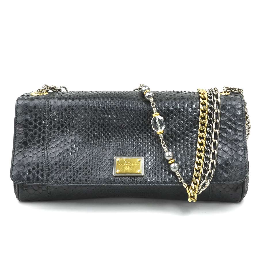 ドルチェアンドガッバーナ DOLCE&GABBANA ショルダーバッグ パイソン ブラック レディース h31596a