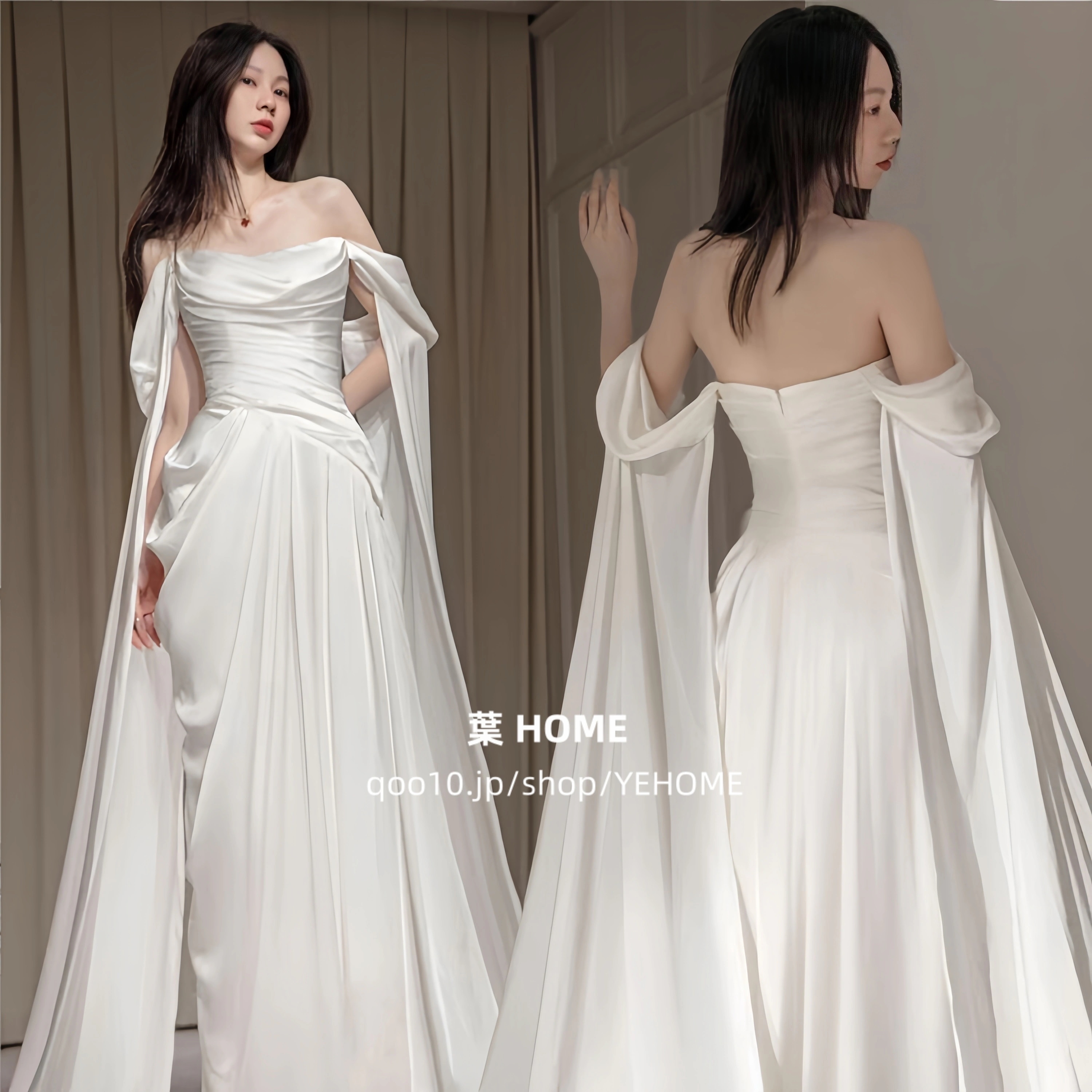 ウェディングドレス 白 ロングドレス 演奏会 二次会 結婚式 パーティードレス 花嫁 披露宴 前撮り 後撮り ビーチフォト 無地 ワンピース