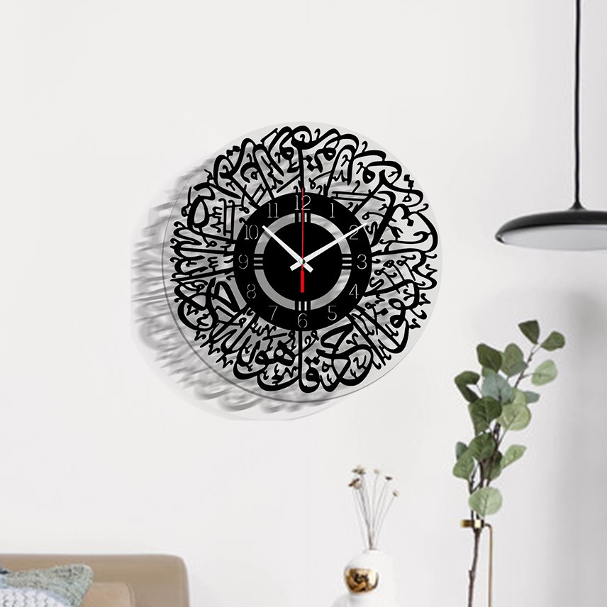 壁時計 静音 アラビア文字 イスラム エスニック アンティーク風 掛け時計 おすすめ おしゃれ かわいい シンプル アクリル ブラック ホワイト ゴールド シルバー
