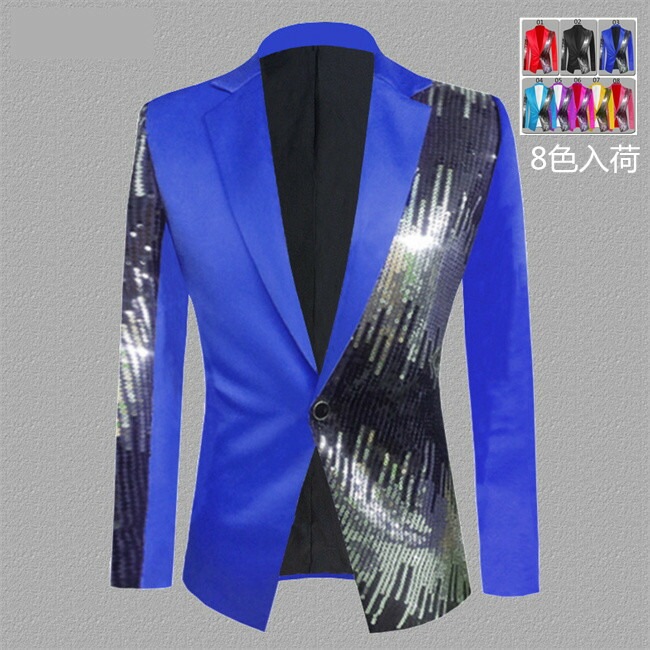 8色入荷　ラメ　キラキラ　メンズ　スーツ　ジャケット　タキシード　メンズ タキシード　演出服 華麗な王族服 王子様 復古風 コスプレ衣装　宮廷服　貴族服　コスチューム　舞台　撮影　司会 アウター メ 5,630円