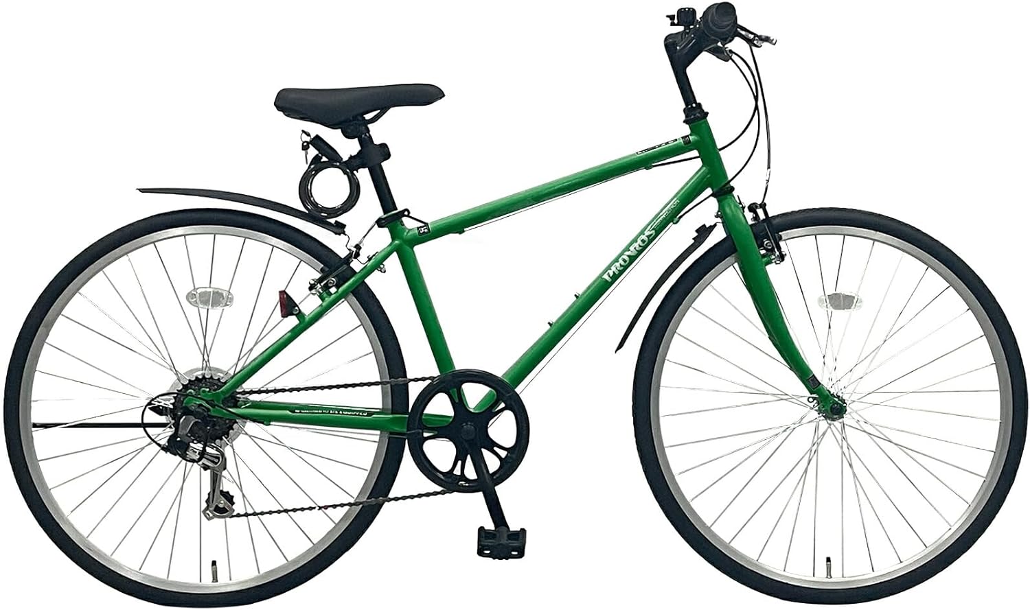 PROVROS(プロブロス) クロスバイク 自転車 26インチ シマノ6段変速ギア 泥除け 前後フェンダー LEDライト ワイヤー錠 付き クイックレリーズ 初心者 軽量 通勤 通学