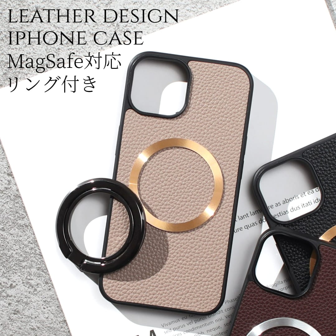 iphone ケース レザー iphone16 iphone15 iphone14 iphone13 iphone12 pro SE マグセーフ対応 マグネット リング付き 16pro magsafe