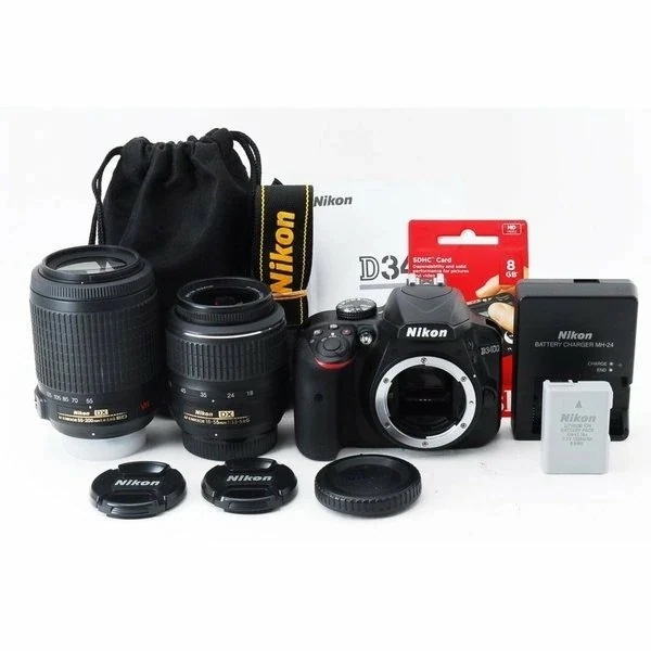 中古】ニコン Nikon D3400 標準&望遠ダブルズームセット 美品 中古】ニコン Nikon D3400 標準&望遠ダブルズームセット 美品