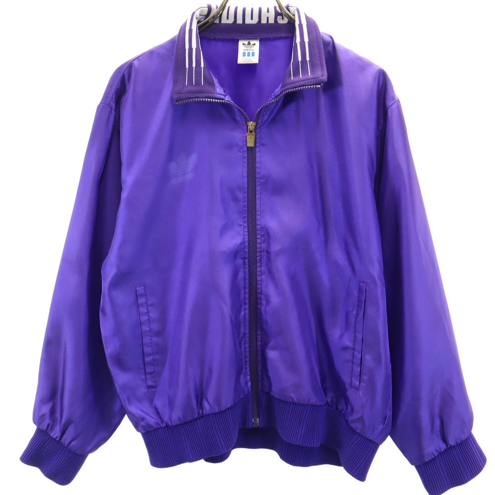 80s ヴィンテージ デサント製 トレフォイルロゴ ジャケット M パープル ウインドブレーカー メンズ