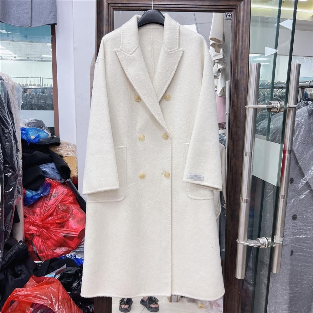 トレンチコートレディース アウター ダブルブレスト両面ウールコート万能両面カシミヤウールコートレディースミドル丈