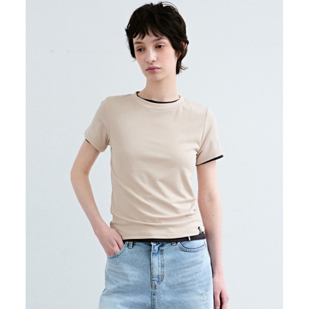 ニック&ニコールミニマルモダンハーフトップ_ベージュ