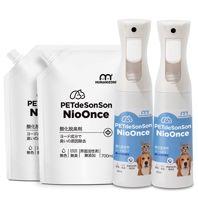 NioOnce(ニオワンス) 300ML * 2 + 700ML * 2 ペット 犬 猫 すっきり 臭い原因の結合分解 無色無臭 消臭剤 スプレー(航空便で5日以内到着)