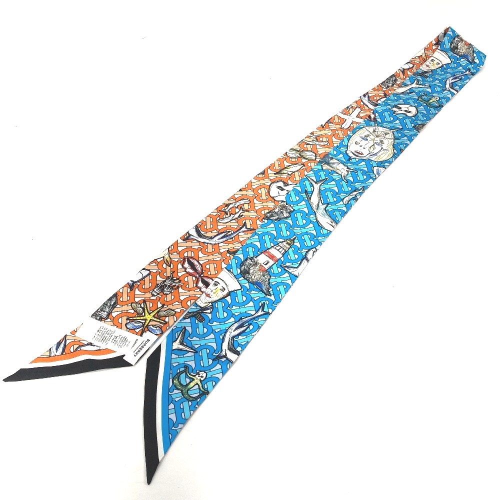 スカーフ 8040559 TB ロゴ スキニースカーフ バンドースカーフ シルク オレンジ