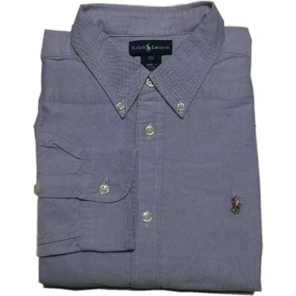 ボーイズサイズ 長袖 ボタンダウンシャツ ブルー boys PR2-485