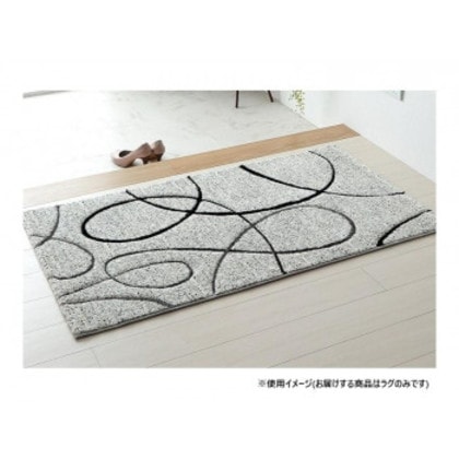 トルコ製 ウィルトン織カーペット ラグ リーフ柄 モダン アイボリー 約80×140cm 1321530140101