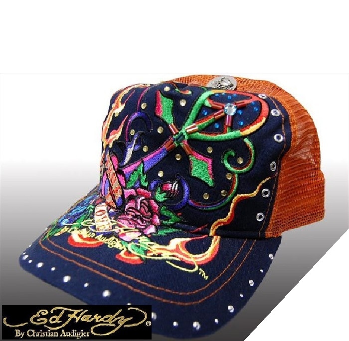 セール エドハーディー キャップ 200種類の品揃え Ed Hardy Cap ストーン スタッズ ピースクロス ネイビー メンズ レディース エドハーディー 正規品 LAセレブ サファリ