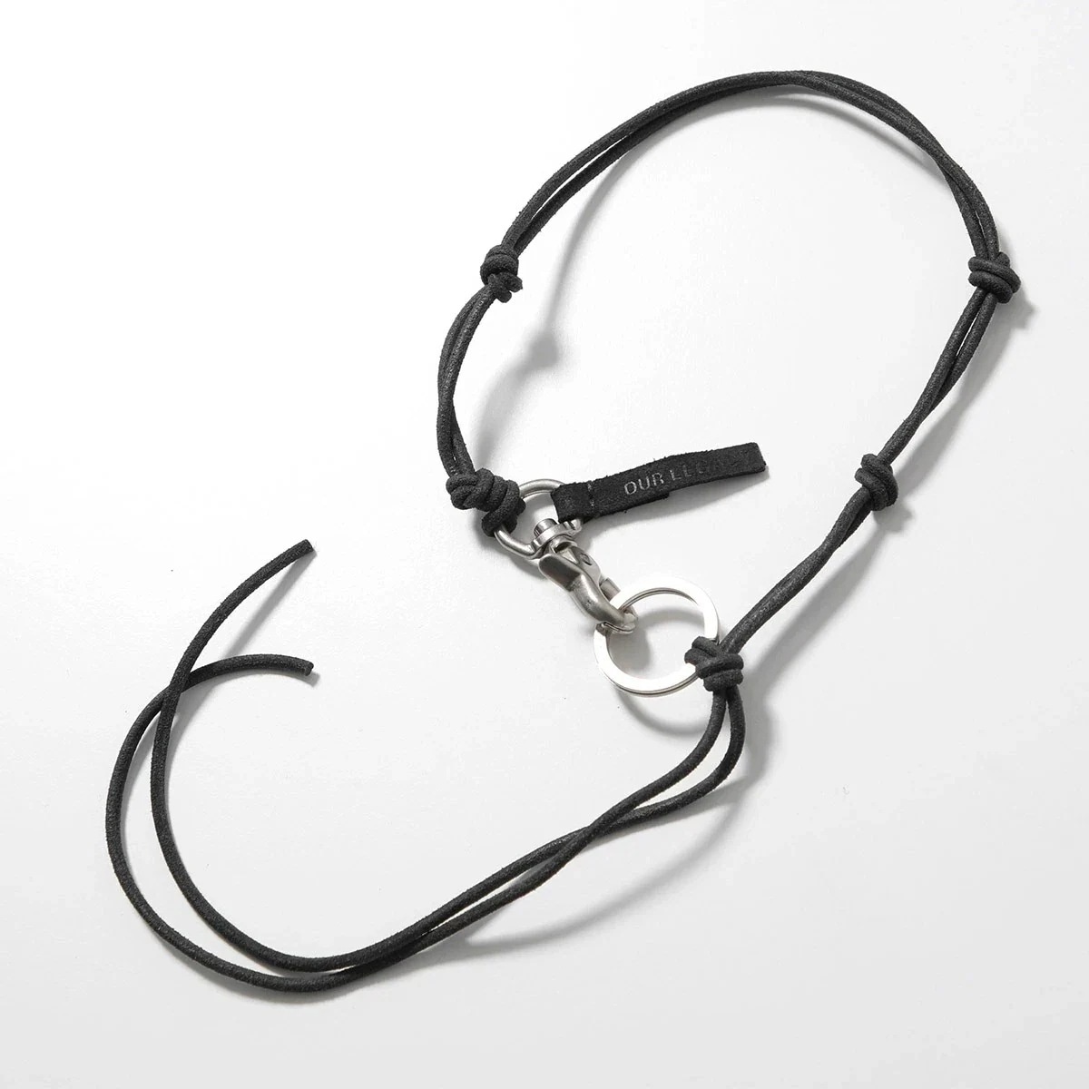 OUR LEGACY アワーレガシー ネックレス LADON ラドン A2208LBL メンズ レザーコード ロゴ メタル キーホルダー アクセサリー BLAC