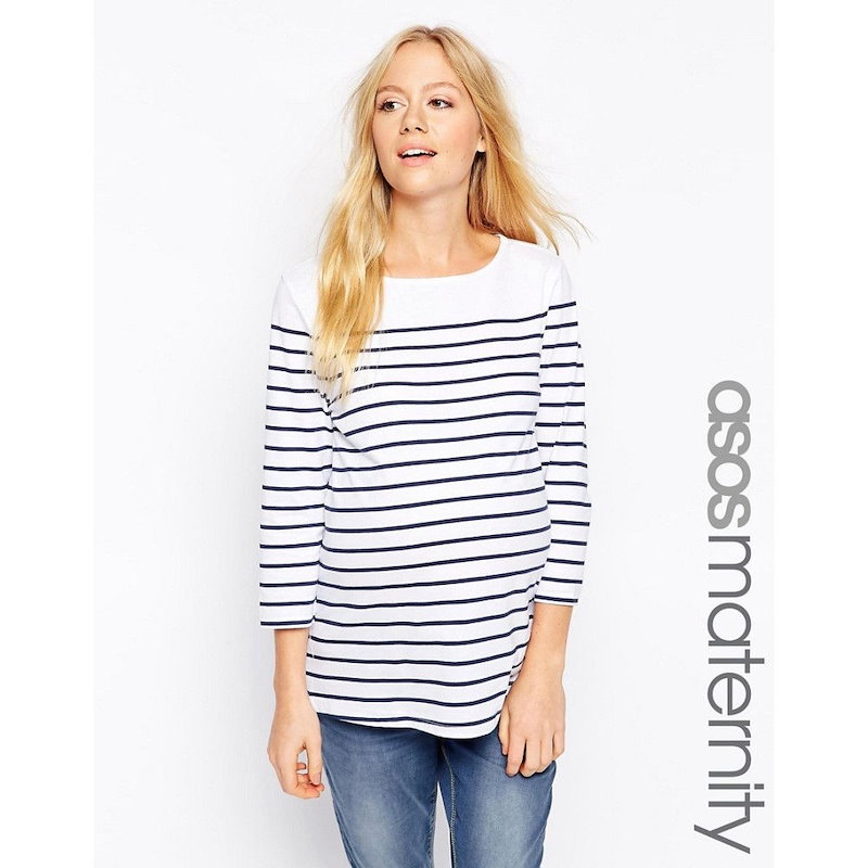 エイソス レディース トップス カジュアルシャツ【ASOS Maternity Top in Cotton Breton Stripe with 3/4 Sleeve】White/navy エイソス レディース トップス カジュアルシャツ【ASOS Maternity Top in Cotton Breton Stripe with 3/4 Sleeve】White/navy