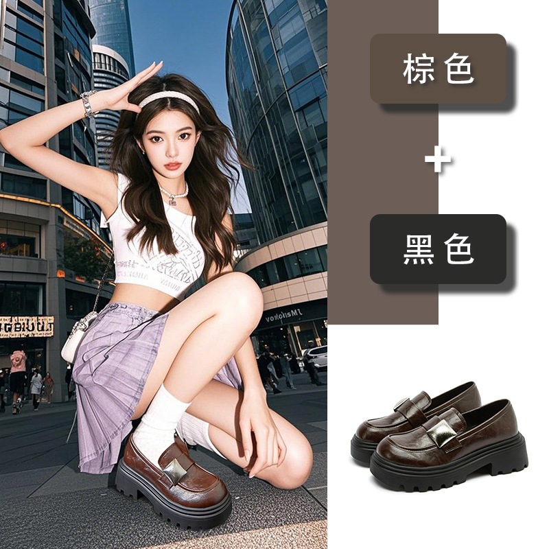 発泡底シープスキンクッションローファー春新作厚底ブリティッシュスタイルの小さな革靴カジュアル多目的なシングルシューズ女性