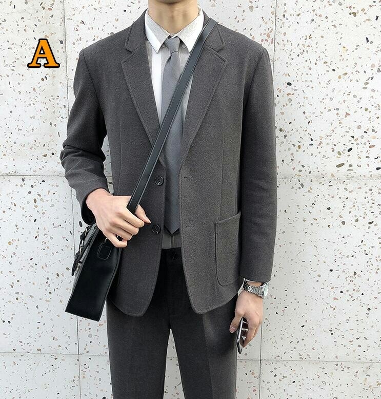 今だけ！成人式 スリムスーツ 韓国風 メンズスーツ ジャケット+９分パンツ 紳士用 ビジネス 結婚式 無地 カジュアル 宴会 スリムスーツ 洋服 司会 スリーピーススーツ 花婿の介添え 通勤 オシャレ 6,214円