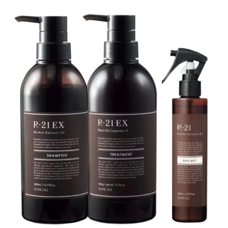 サンコール R-21 EX エクストラ シャンプー 500mL + EX トリートメント 500g + ベースミスト 180ml ボトル セット エイジング毛 ハリコシ ヘマチン ボリュームアップ 保