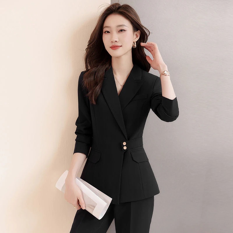 韓国ファッション スーツズボンスカートベストキャリアウーマン 通勤 グレー スーツ着 OL職業服 秋冬 二点セット