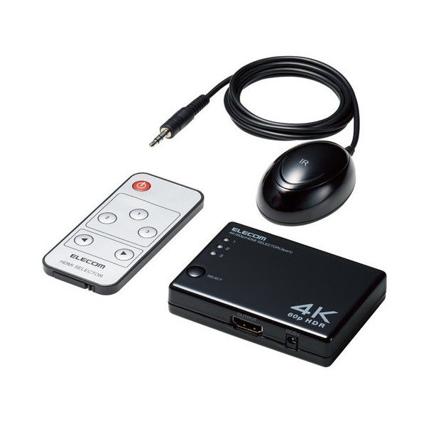 DH-SW4KA31BK [HDMI切替器 タイプA3入力 1出力 4K 60Hz HDMI2.0b ミラーリング リモコン付き] メーカー直送