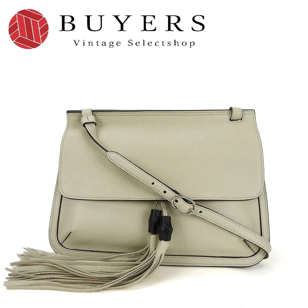 中古 グッチ ショルダーバッグ バンブー デイリー 370826 レザー 革 アイボリー シンプル 普段使い レディース 女性 GUCCI shoulder bag ivory banboo 【中古】