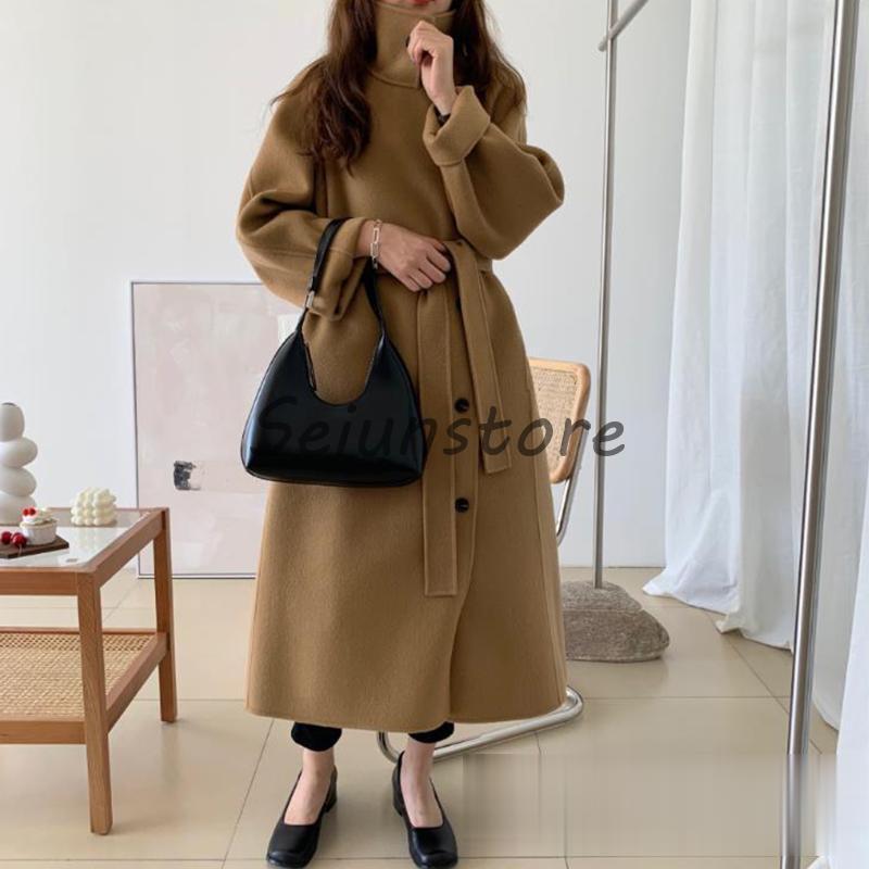 チェスターコート レディース ロングコート 冬 ロング丈 コート 秋 アウター ベルト付き カシミヤ ブレンド ウール