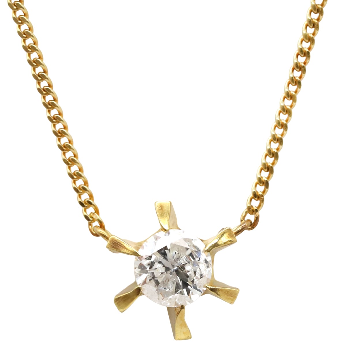 ネックレス ダイヤペンダント K18YG ダイヤモンド イエローゴールド 1P 1粒 【中古】