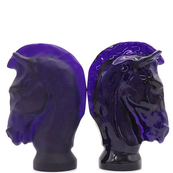 エルメス HERMES 小物 サンルイ シュバル ポーン チェス駒 ペーパーウエイト クリスタル ブルー 置き物 オブジェ 【箱】【中古】