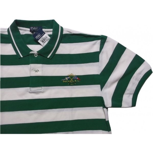 ボーイズサイズ 半袖 ボーダー 刺繍 鹿の子 ポロシャツ グリーン boys PR2-455 9,680円