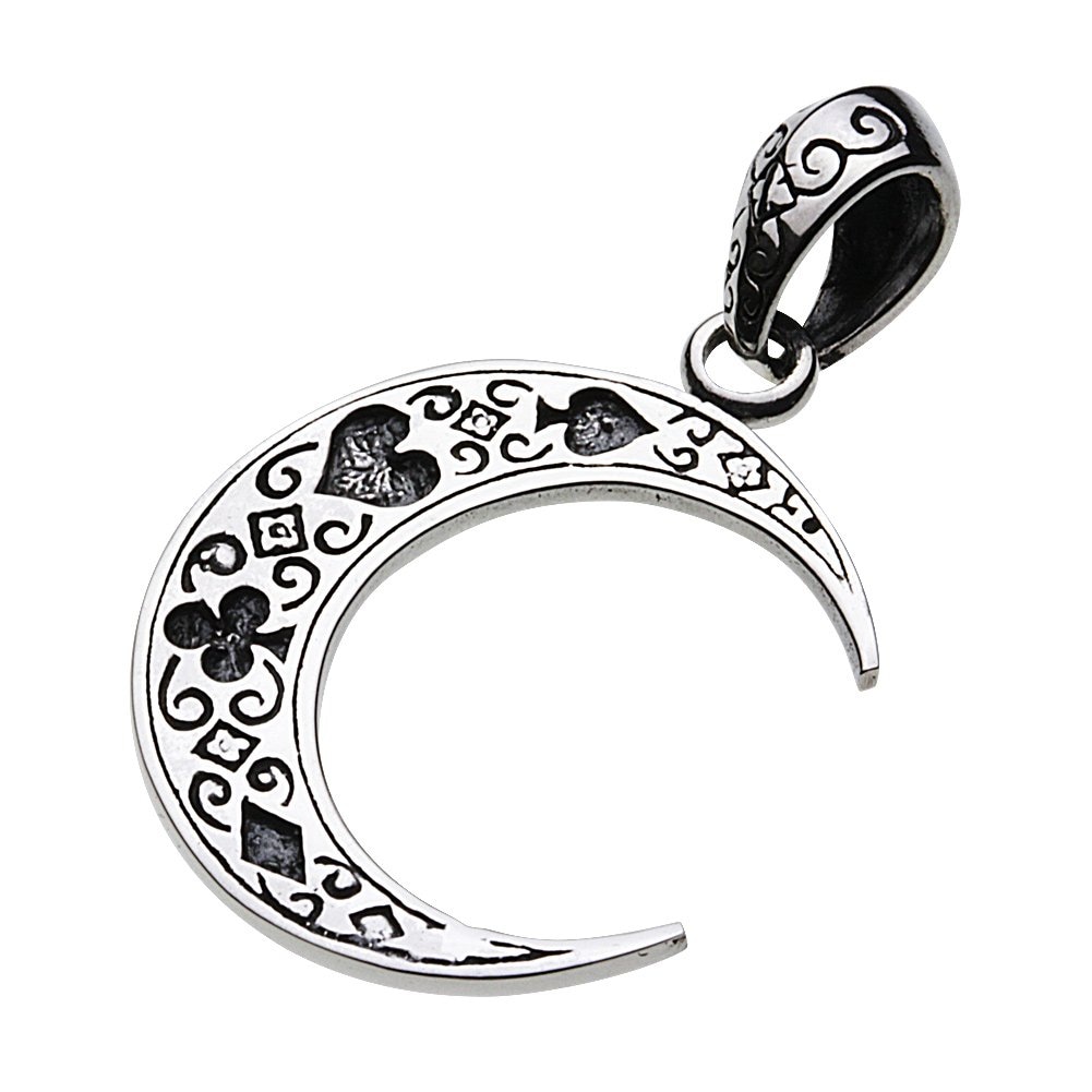 [セノーテ] 三日月トランプ柄アリス ペンダント【シルバー925 シルバーアクセサリー】 p0623