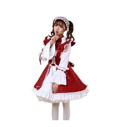 メイド服 可愛い 大きいサイズ かわいい コスプレ 長袖 ロリータ メイド 衣装 フリル ウェイトレ