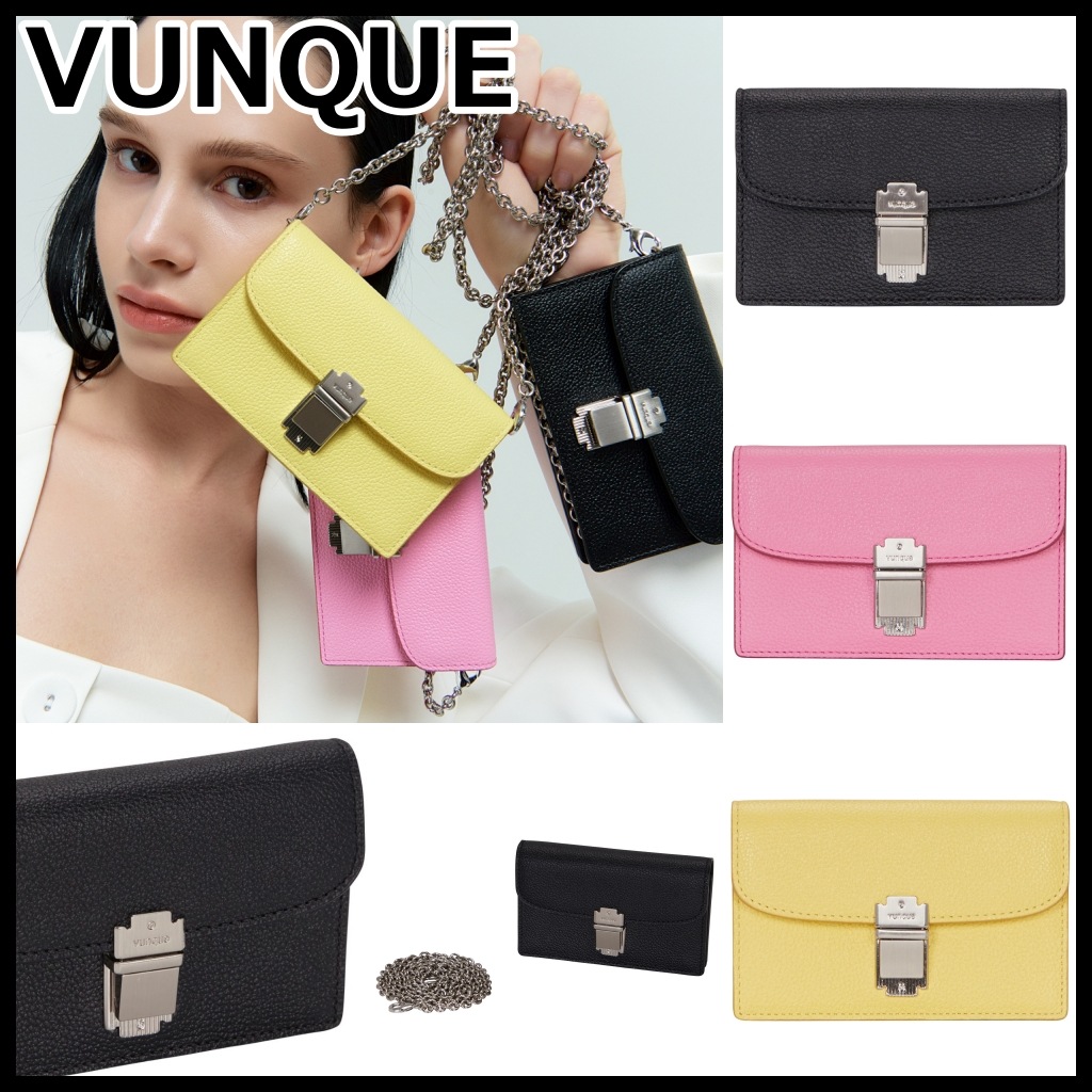 【VUNQUE】 Occam Chain Half Wallet 本革 財布バック 天然牛革 カードケース 韓国 本革 カードホルダー カード入れ 折りたたみ財布 ミニ財布 vunque 財布