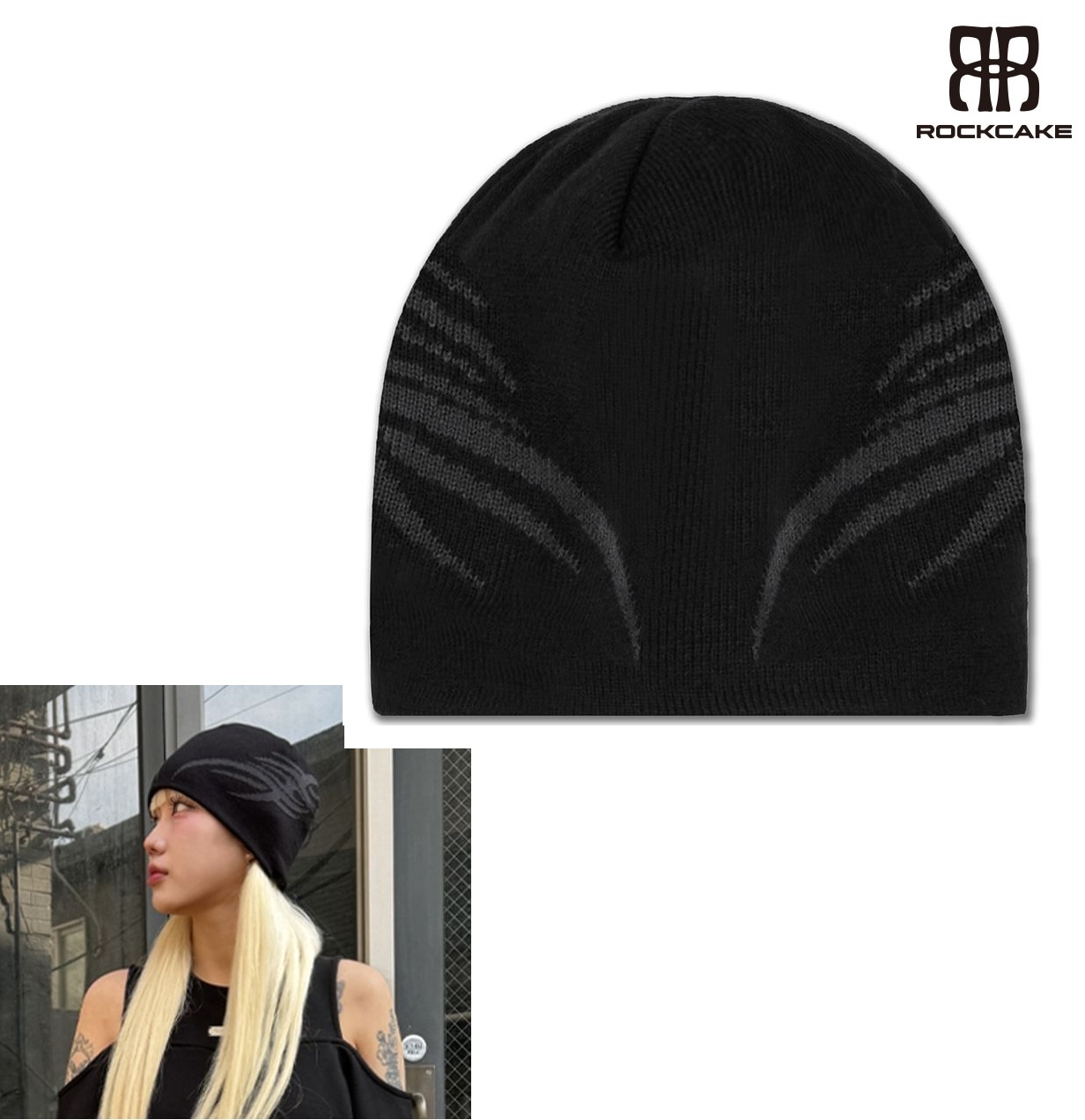 [韓国人気] Tribal Beanie - Black